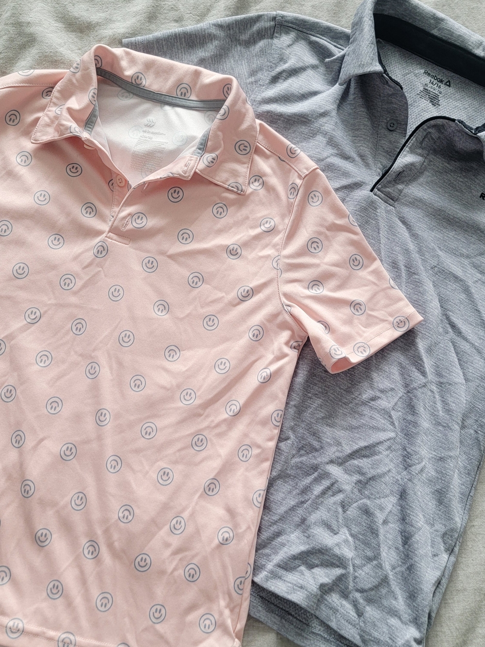 Boys Pink Smile-Print Polo Shirt